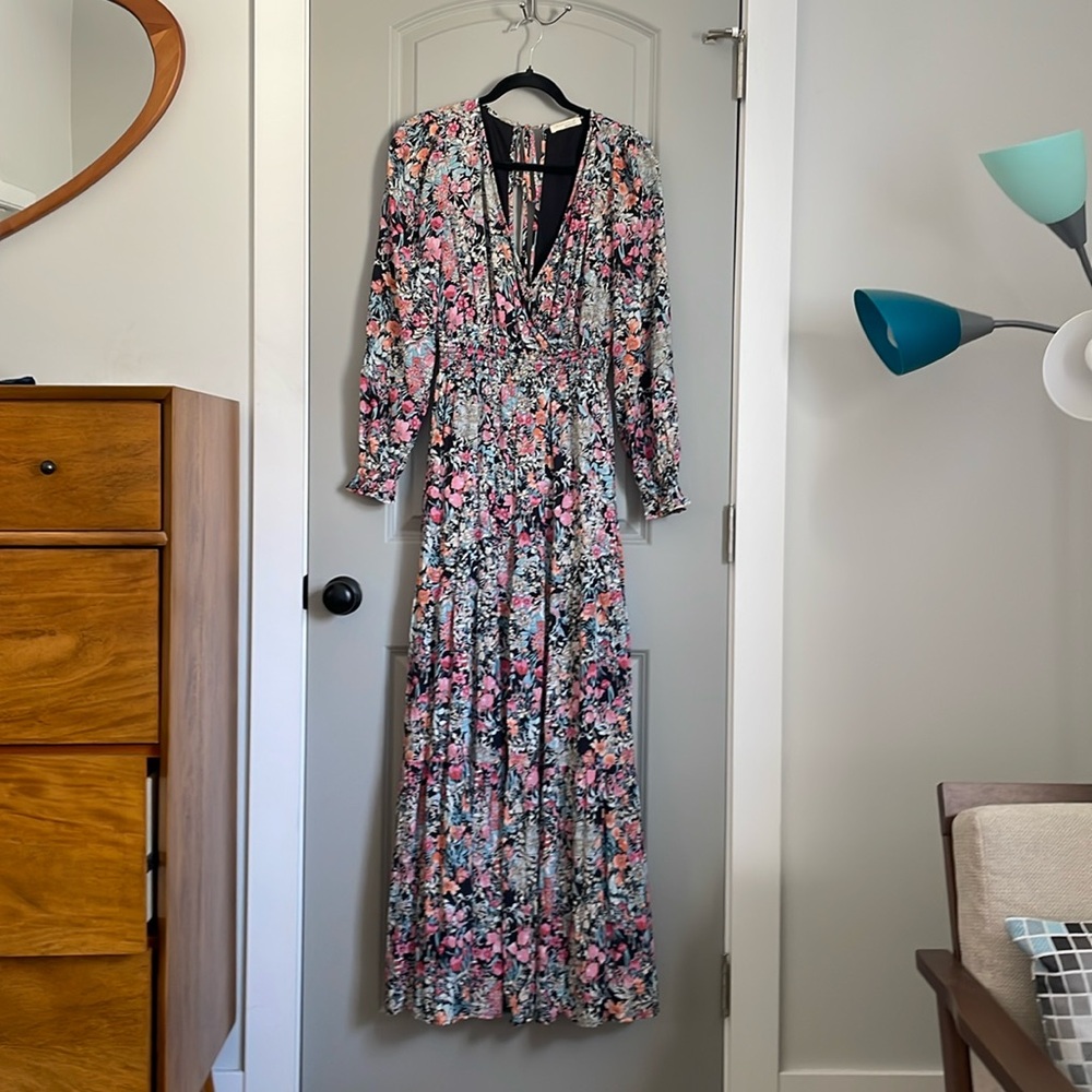Lovestitch long sleeve maxi dress with floral print